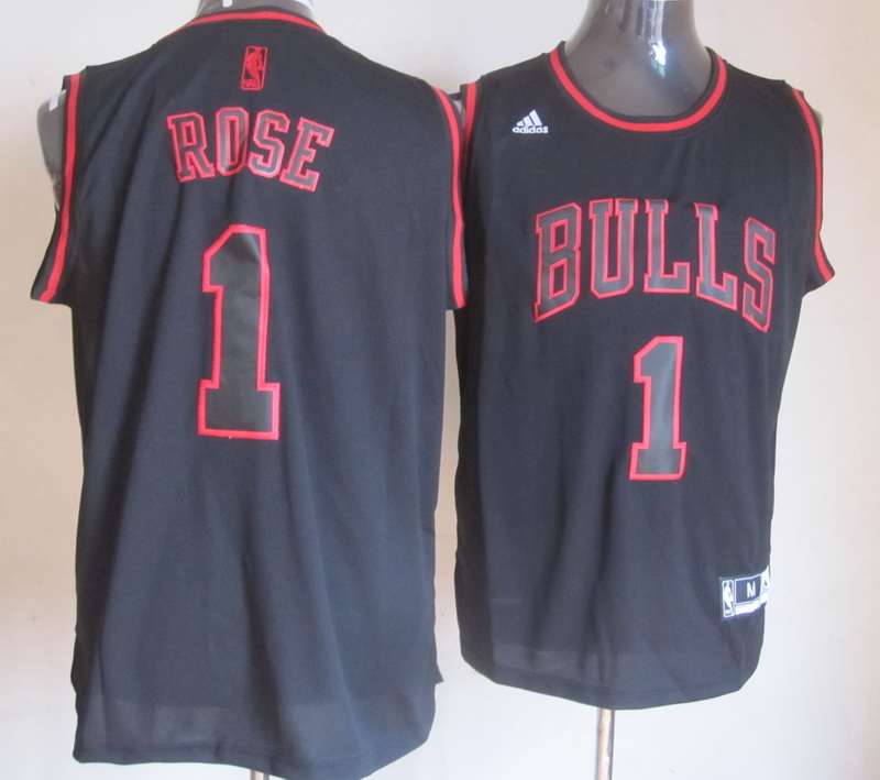  NBA Chicago Bulls 1 Derrick Rose New Revolution 30 Swingman Black Red Jersey